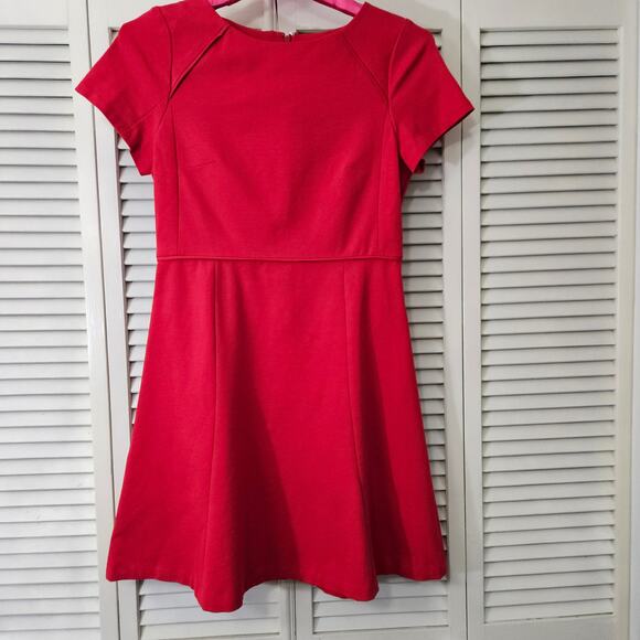 J. Crew Factory Dresses & Skirts - J.Crew Red Short Sleeve Fit & Flare Mini Dress 8 Tailored Minimalist Preppy Twee